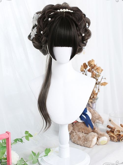 Elegant Dark Gray Long Curly Wig Classic Lolita Wigs