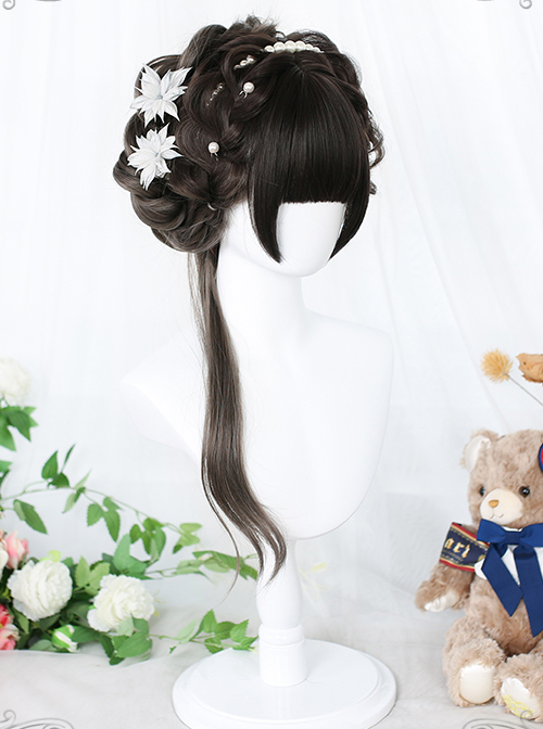 Elegant Dark Gray Long Curly Wig Classic Lolita Wigs