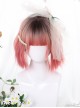 Pink Irregular Slightly Curly Wig Sweet Lolita Short Wigs