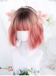 Pink Irregular Slightly Curly Wig Sweet Lolita Short Wigs