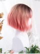 Pink Irregular Slightly Curly Wig Sweet Lolita Short Wigs