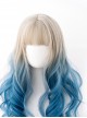 Silver Gradient Blue Classic Lolita Big Wave Long Curly Wigs