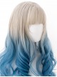 Silver Gradient Blue Classic Lolita Big Wave Long Curly Wigs