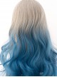 Silver Gradient Blue Classic Lolita Big Wave Long Curly Wigs