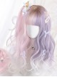 Pink Purple Gradient White Long Curly Wig Sweet Lolita Wigs