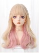 Light Golden Gradient Pink Long Curly Sweet Lolita Wigs