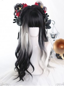 Black White Gradient Big Wave Long Curly Wig Classic Lolita Wigs