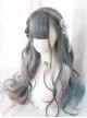 Gray Highlights Green Gradient Long Curly Classic Lolita Wigs