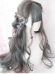 Gray Highlights Green Gradient Long Curly Classic Lolita Wigs