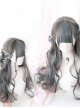 Gray Highlights Green Gradient Long Curly Classic Lolita Wigs