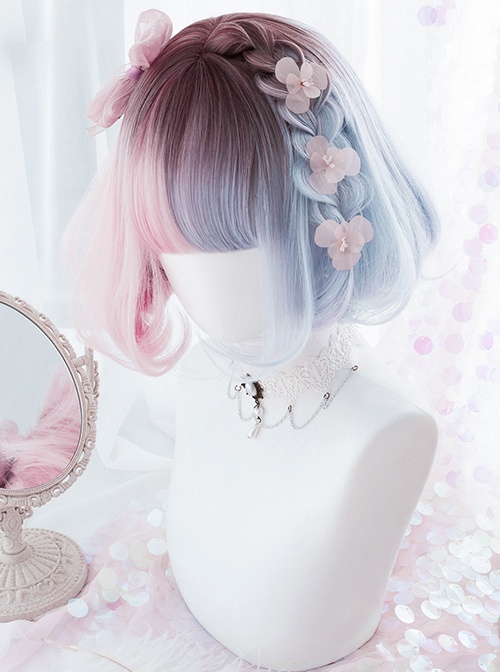 Pink Blue Gradient Short Wig Sweet Lolita Wigs