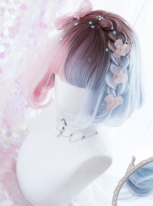Pink Blue Gradient Short Wig Sweet Lolita Wigs