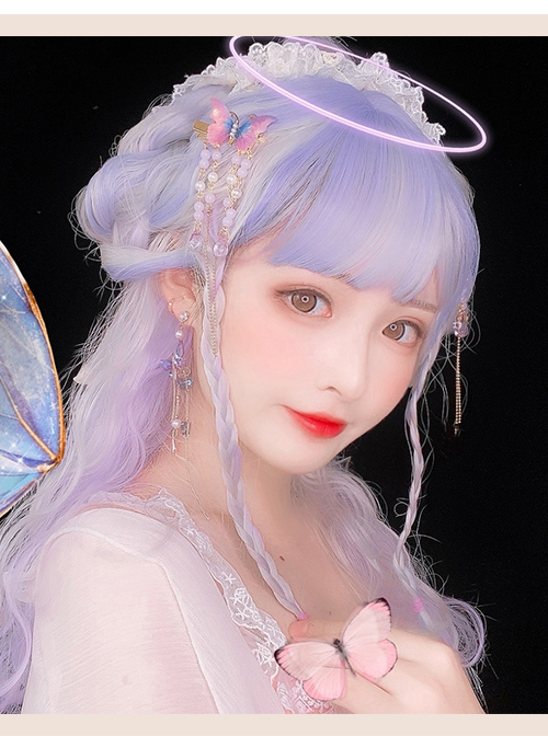 Pink Purple Gradient Silver Elegant Long Curly Sweet Lolita Wigs