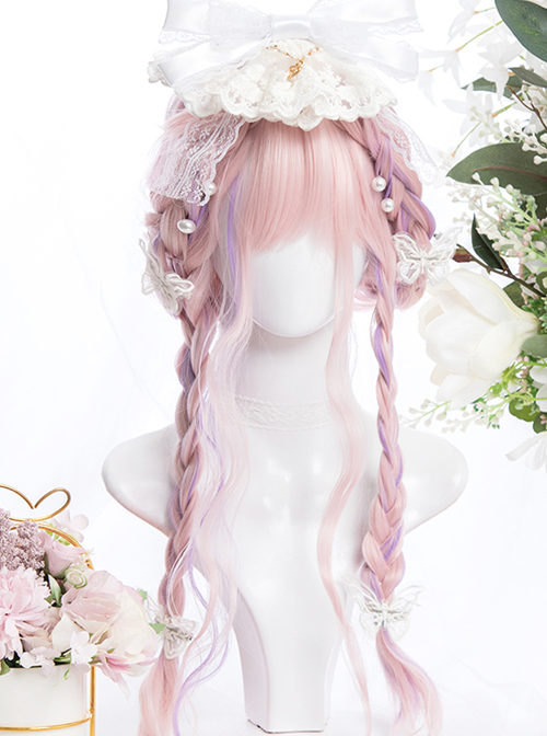 Pink Purple Gradient Sweet Lolita Long Curly Wigs