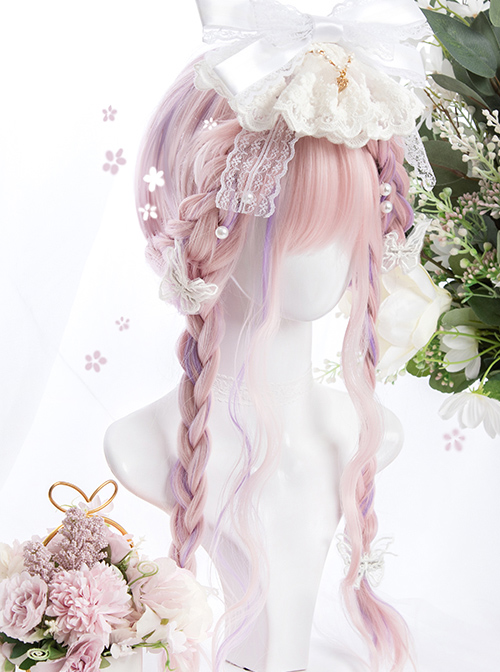 Pink Purple Gradient Sweet Lolita Long Curly Wigs