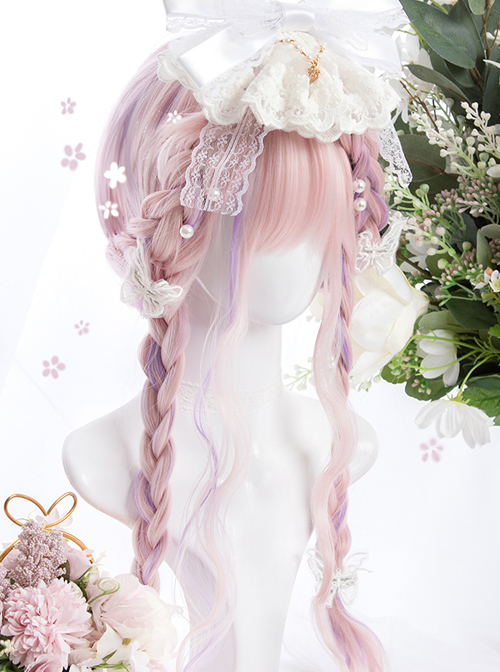 Pink Purple Gradient Sweet Lolita Long Curly Wigs