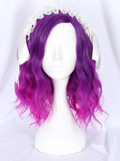 Purple Gradient Medium Length Curly Sweet Lolita Wigs