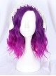 Purple Gradient Medium Length Curly Sweet Lolita Wigs