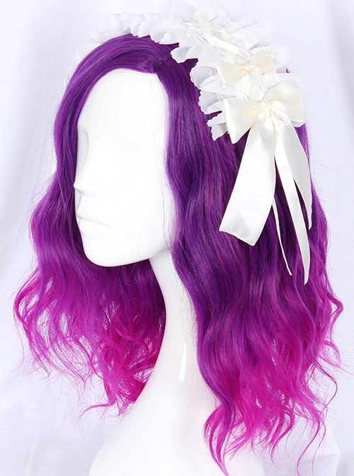 Purple Gradient Medium Length Curly Sweet Lolita Wigs