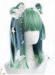 Cyan Blue Gradient Medium Length Straight Wig Sweet Lolita Wigs