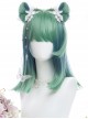 Cyan Blue Gradient Medium Length Straight Wig Sweet Lolita Wigs