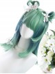 Cyan Blue Gradient Medium Length Straight Wig Sweet Lolita Wigs
