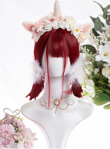 Wine Red Gothic Lolita Short Straight Wigs