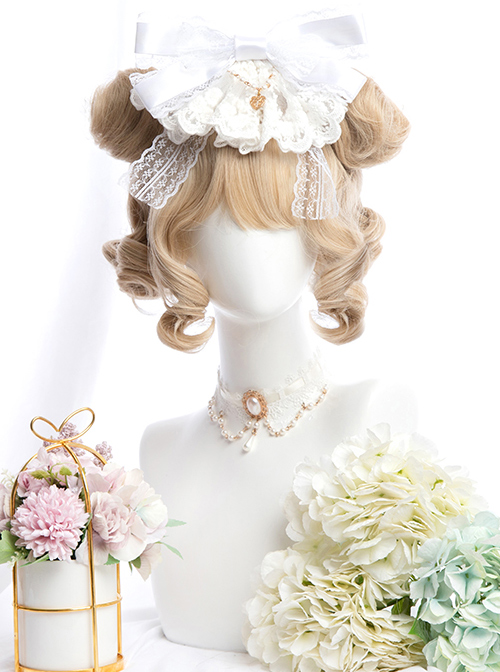 Linen Gold Short Curly Wig Sweet Lolita Wigs