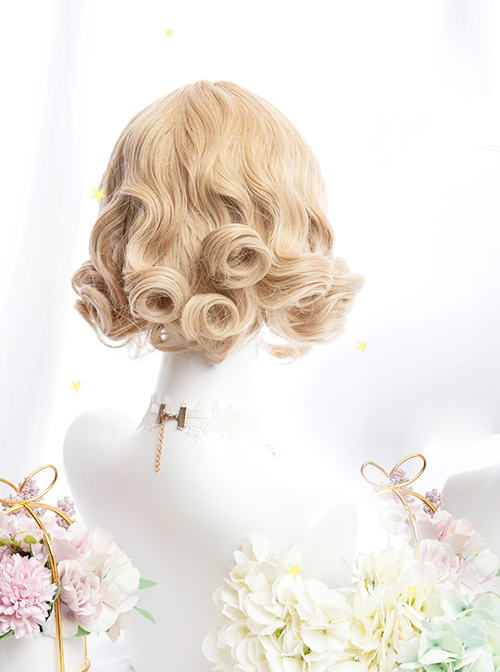 Linen Gold Short Curly Wig Sweet Lolita Wigs