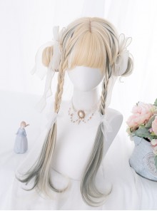 Beige Gradient Gray Long Curly Wig Classic Lolita Wigs