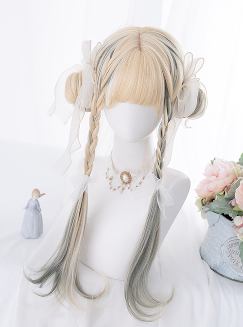 Beige Gradient Gray Long Curly Wig Classic Lolita Wigs