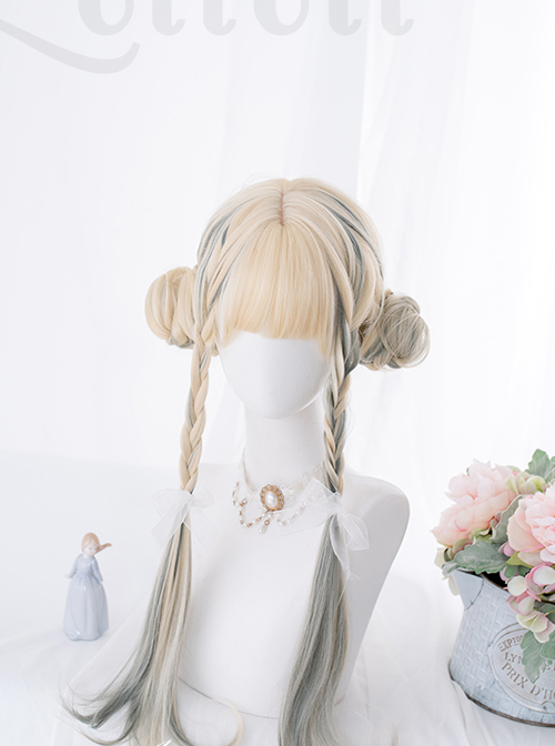 Beige Gradient Gray Long Curly Wig Classic Lolita Wigs