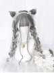 Gray Gradient Silver Long Curly Wig Sweet Lolita Wigs With Cat Ears Clips