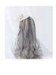 Gray Gradient Silver Long Curly Wig Sweet Lolita Wigs With Cat Ears Clips