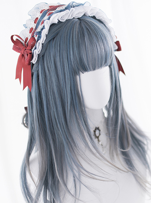 Blue Gradient Gray Long Curly Wig Classic Lolita Wigs