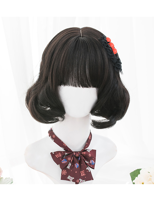 Cute Natural Black Short Curly Wig Classic Lolita Wigs