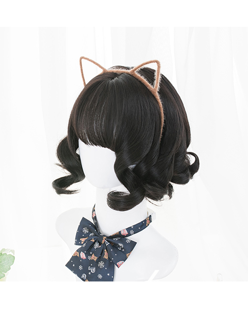 Cute Natural Black Short Curly Wig Classic Lolita Wigs