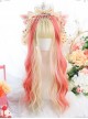 Golden Highlight Pink Long Curly Wig Classic Lolita Wigs