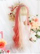 Golden Highlight Pink Long Curly Wig Classic Lolita Wigs