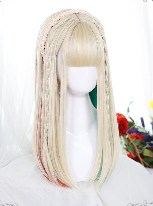 Golden Long Straight Wig Inner Layer Four Colors Sweet Lolita Wigs