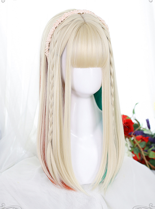 Golden Long Straight Wig Inner Layer Four Colors Sweet Lolita Wigs