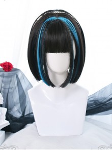 Natural Hair Band Style Dyed Short Straight Wig Gothic Lolita Wigs