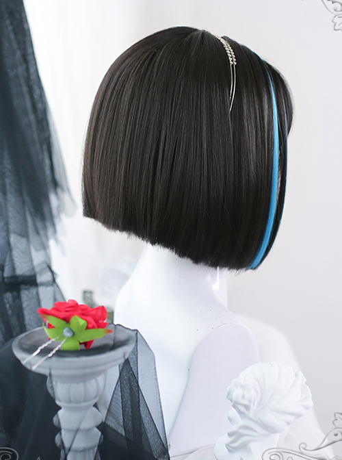 Natural Hair Band Style Dyed Short Straight Wig Gothic Lolita Wigs