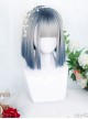 Gray Blue Natural Gradient Short Straight Wig Gothic Lolita Wigs