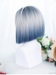 Gray Blue Natural Gradient Short Straight Wig Gothic Lolita Wigs