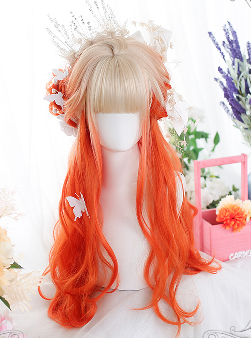 Orange Gradient Long Curly Wig Classic Lolita Wigs