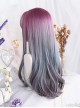 Purple Natural Gradient Gray Green Long Curly Wig Classic Lolita Wigs