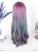 Purple Natural Gradient Gray Green Long Curly Wig Classic Lolita Wigs