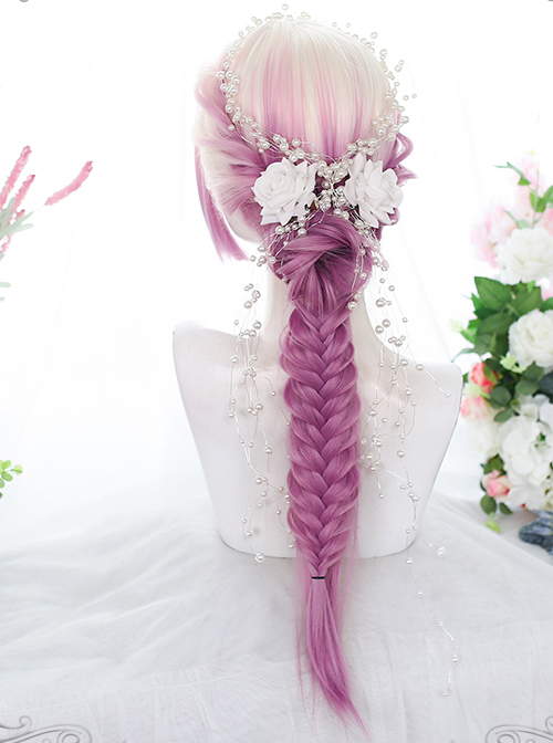 The Summer Love Series White Gradient Purple Classic Lolita Long Wigs