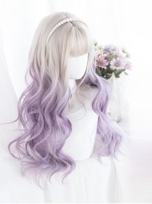 Gray Gradient Purple Classic Lolita Big Wave Long Curly Wigs